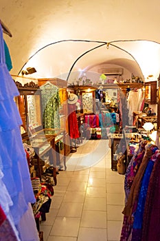 Traditional souvenir shop in Oia town Santorini Greece