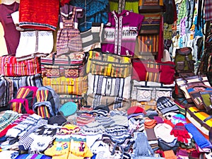 Traditional souvenirs at the market in La Paz, Bolivia.