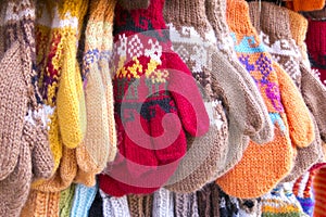 Traditional souvenirs at the market in La Paz, Bolivia.