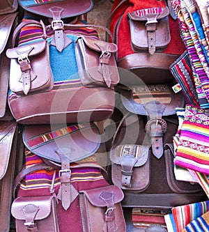 Traditional souvenirs at the market in La Paz, Bolivia.