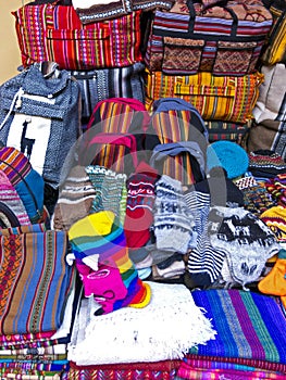 Traditional souvenirs at the market in La Paz, Bolivia.