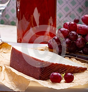 Traditional Spanish cheese, Murcian wine cheese from goat milk w