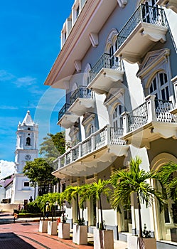 Spanish colonial house in Casco Viejo, Panama City photo