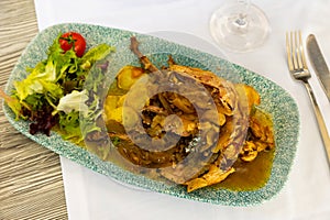 Traditional Spanish dish is Perdiz a la Toledana photo