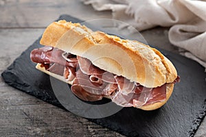 Traditional Spanish Serrano Ham Sandwich