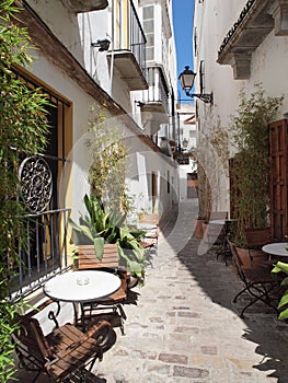 Traditional Spanish Street with Cafe