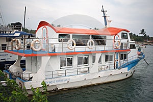 Traditional Sri Lanka tourist boats in the Mirissa harbor