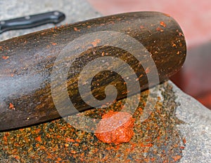 Traditional Sri Lankan way of grinding spices