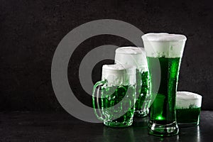 Traditional St Patrick`s Day green beers