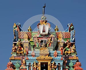 Traditional statues of gods and goddesses in the Hindu temple