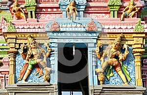 Traditional statues of gods and goddesses in the Hindu temple