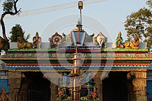 Traditional statues of gods and goddesses in the Hindu temple