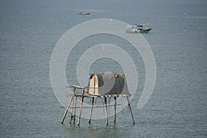 Traditional stilt house, Halong Bay, Vietnam