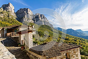 Traditional stone architecture in the village Mikro Papigko, Epirus, Greece