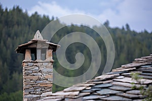 Traditional Rhodopean stone built chimney