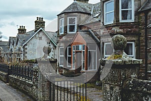 Traditional stone houses in Golspie town, Scotland, UK