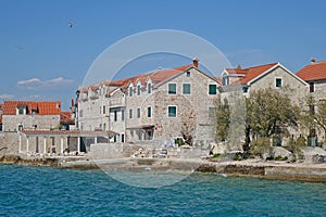 Traditional stone houses in island Prvic, near Sibenik, Dalmatia, Croatia, paradise trip, vacation, Mediterranean