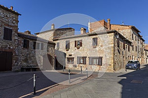 Traditional stone houses in italian town of Montefollonico