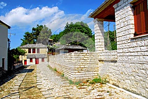 Traditional stone-made footwalk at Vitsa village in Zagoria area