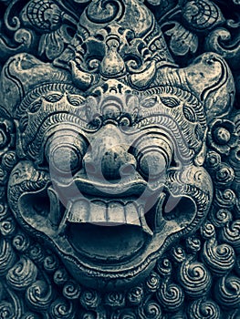 Traditional stone statues depicting demons in Bali,Indonesia