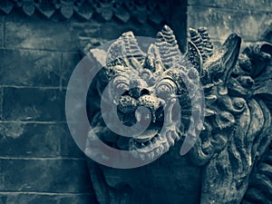 Traditional stone statues depicting demons in Bali,Indonesia