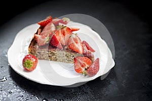 Traditional strawberry pie tart cake sweet baked pastry food.