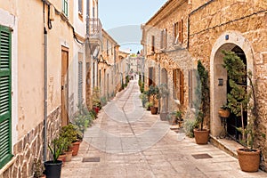 Traditional street in Alcudia Old Town, Mallorca. photo