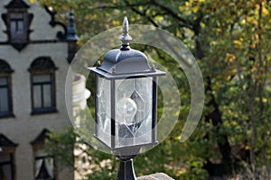Traditional street lamp on a street in the Old Town of Dresden