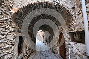 Traditional Street in Mesta, Chios Island, Greece