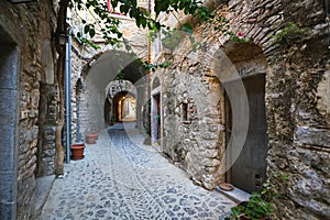 Traditional Street in Mesta, Chios Island, Greece