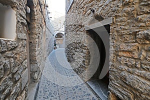 Traditional Street in Mesta, Chios Island, Greece