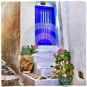 traditional streets of Amorgos islands,Greece.