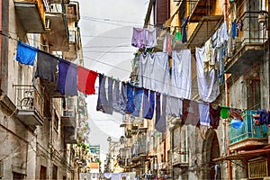 Traditional streets of Naples , Italy