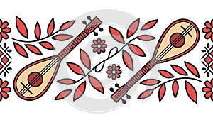 Traditional Stringed Instruments: Folk Music Elements, vector design Generative AI