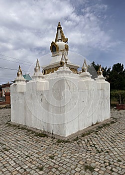 Traditional stupa in traditional sacred place - Mongolia,Gandan Khiid Buddhist Monastery Complex in Mongolia