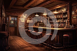 Traditional or style bar or pub interior. Generative AI