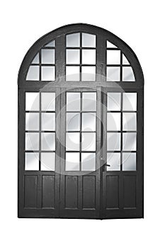 Traditional style wooden door on white background