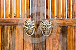 Traditional wooden door and knocker