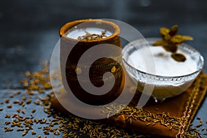 Traditional summer drink i.e. is most popular in Asia and India i.e. Chas or chaas or buttermilk or chhaachh in a clay glass with
