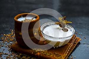 Traditional summer drink i.e. is most popular in Asia and India i.e. Chas or chaas or buttermilk or chhaachh in a clay glass with