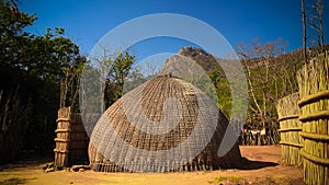 Traditional swati hut at the village near Manzini, Mbabane at Eswatini, former Swaziland