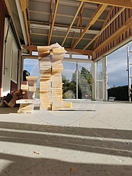 Traditional Swedish house, building summer veranda