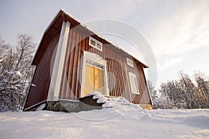 Traditional Swedish House in Winter