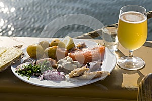 Traditional Swedish midsummer dish with pickled herring