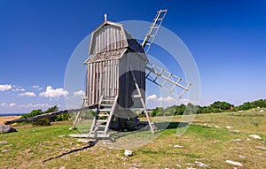 Traditional Swedish old windmill on Oland island