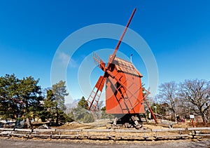 Traditional Swedish Windmill in Skansen National Park, Stockholm