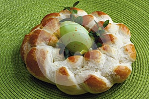 Traditional sweet braided homemade easter bread