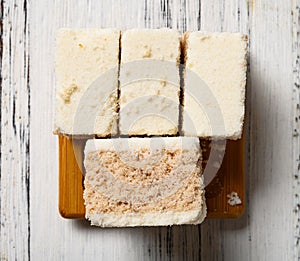 Traditional sweet scented osmanthus cake on a white table