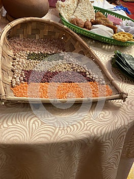 Traditional sweets and cereals in Sri Lanka on a table photo
