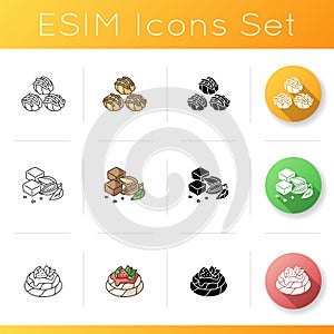 Traditional sweets icons set